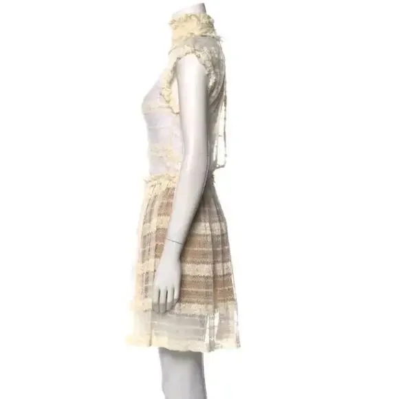 Opening Ceremony Dress Sz S Small Crochet Mesh Knit A-line High Neck Sheer (B1 - Picture 3 of 7
